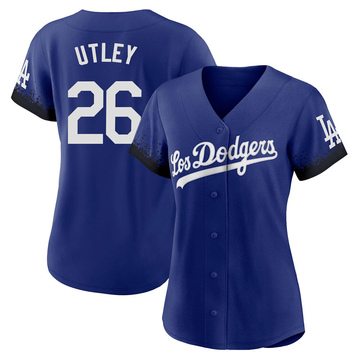 Women's Majestic Chase Utley Silver Fox Royal Los Angeles Dodgers 2017  Players Weekend Name & Number T-Shirt