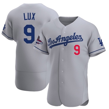 Gavin Lux Men's Authentic Los Angeles Dodgers Gray Away Official 2024 World Series Champions Jersey