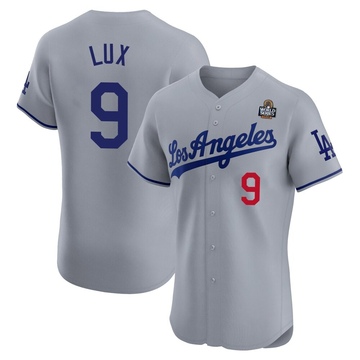 Gavin Lux Men's Elite Los Angeles Dodgers Gray Road 2024 World Series Jersey