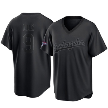 Gavin Lux Men's Replica Los Angeles Dodgers Black Pitch Fashion 2024 World Series Champions Jersey