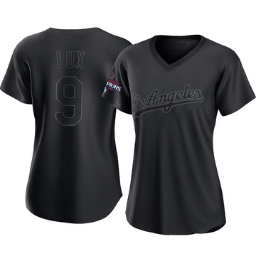 Gavin Lux Women's Authentic Los Angeles Dodgers Black Pitch Fashion 2024 World Series Champions Jersey