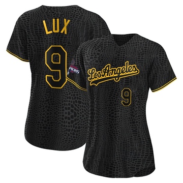 Gavin Lux Women's Authentic Los Angeles Dodgers Black Snake Skin City 2024 World Series Champions Jersey