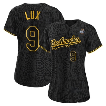 Gavin Lux Women's Authentic Los Angeles Dodgers Black Snake Skin City 2024 World Series Jersey