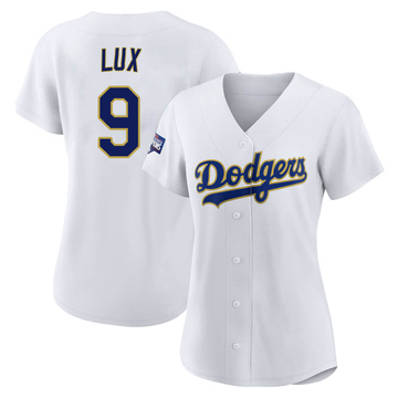 Gavin Lux Women's Authentic Los Angeles Dodgers White/Gold 2021 Gold Program Player Jersey