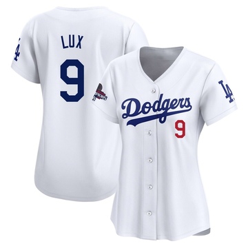 Gavin Lux Women's Limited Los Angeles Dodgers White Home 2024 World Series Champions Jersey